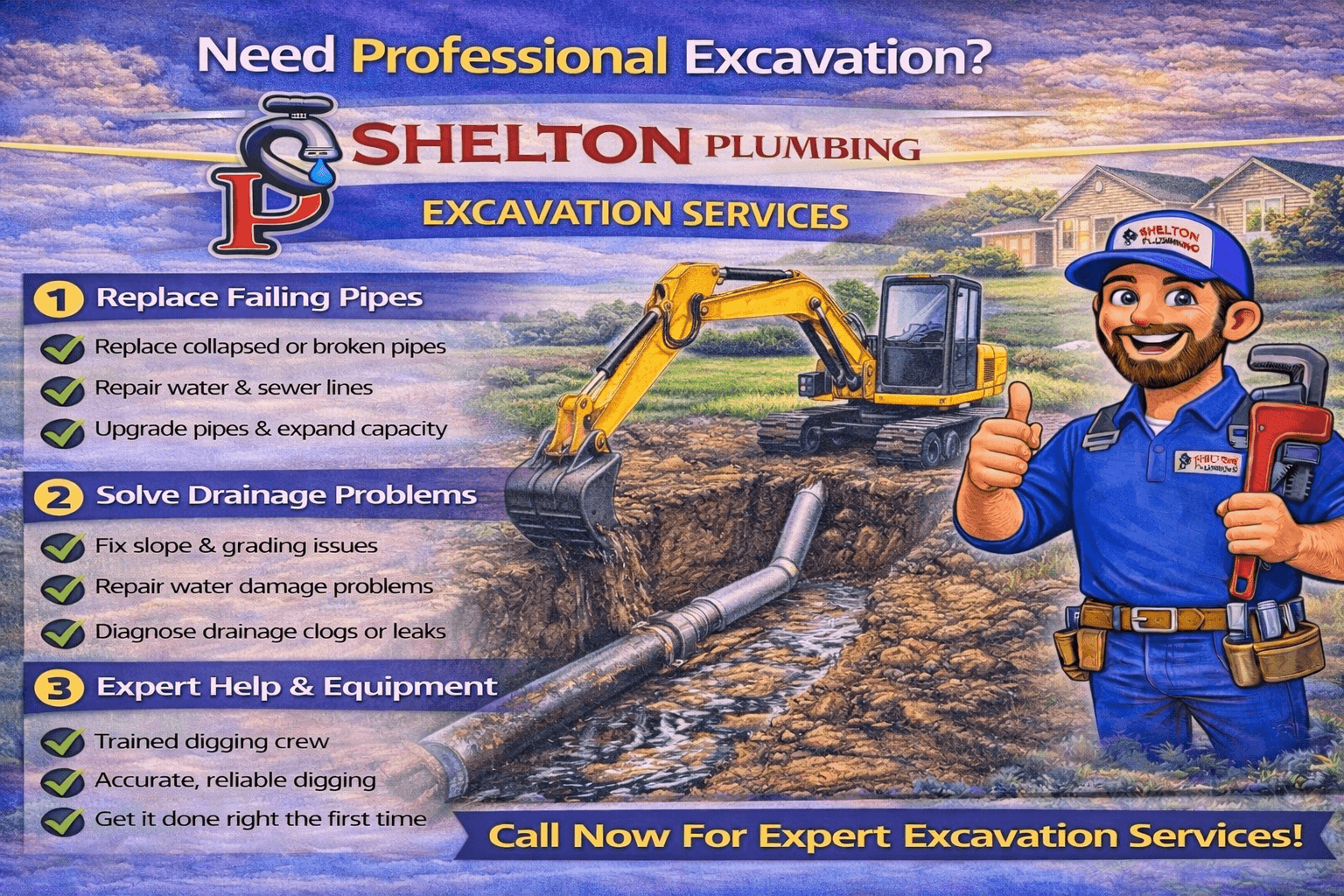 Excavation service for sewer and drain line repairs by John Shelton Plumbing in the Alle-Kiski Valley