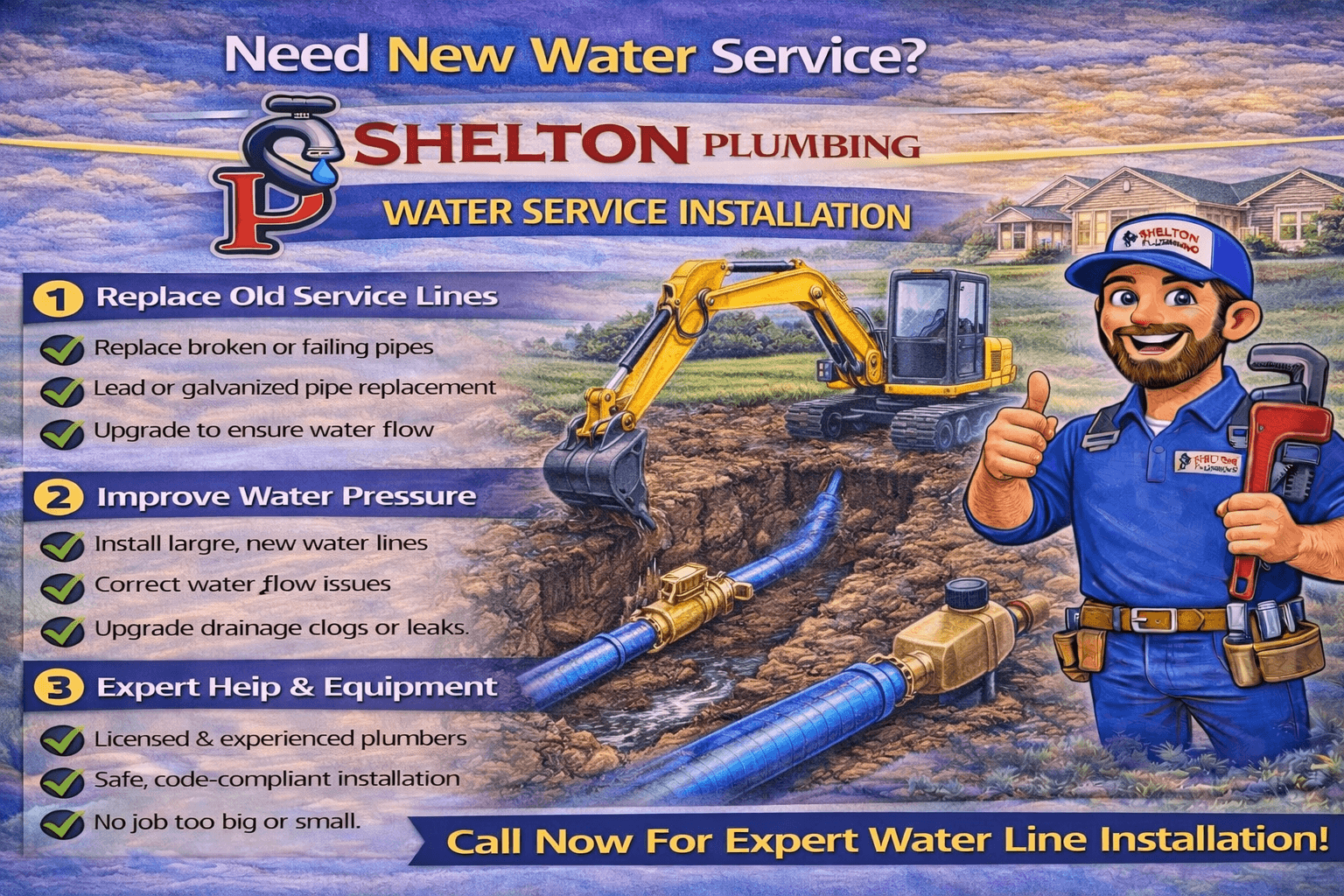 John Shelton Plumbing technician performing a water service installation for a home in the Alle-Kiski Valley