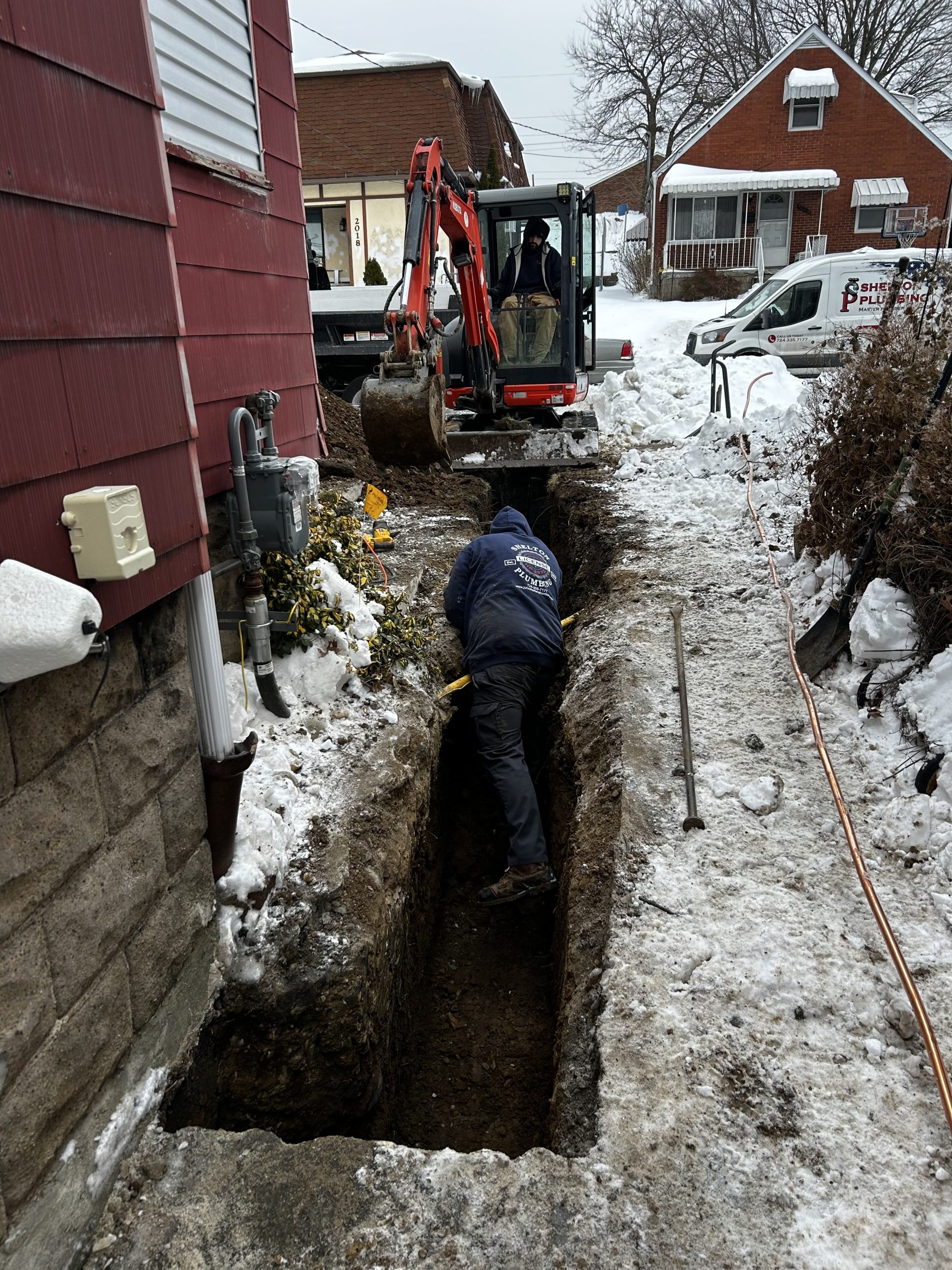 John Shelton Plumbing excavation work for broken underground pipe repair in the Alle-Kiski Valley