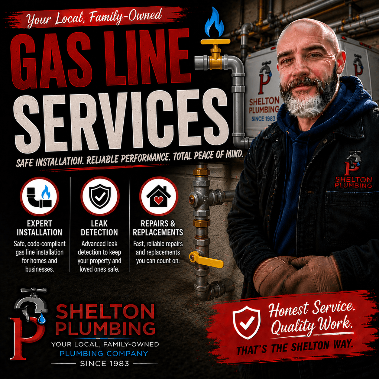 John Shelton Plumbing gas line repair, replacement, and installation services in the Alle-Kiski Valley