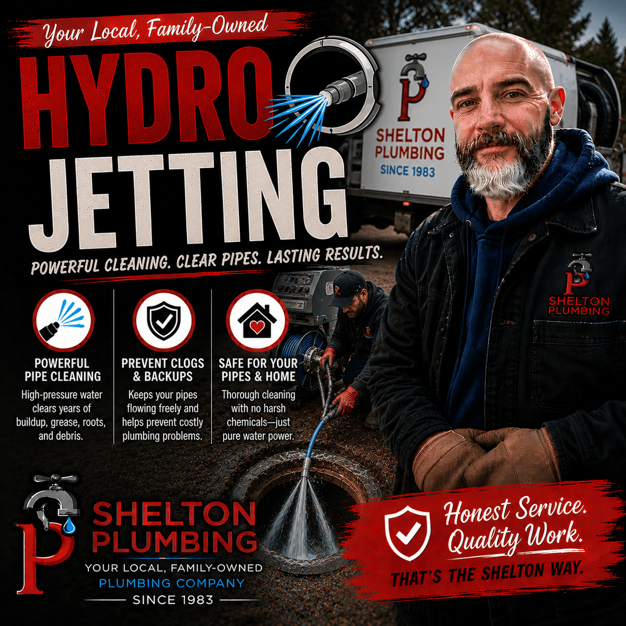 John Shelton Plumbing hydro jetting service removing heavy sewer and drain line buildup in the Alle-Kiski Valley
