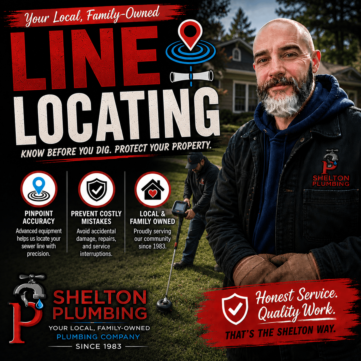 John Shelton Plumbing underground sewer and drain line locating service in the Alle-Kiski Valley