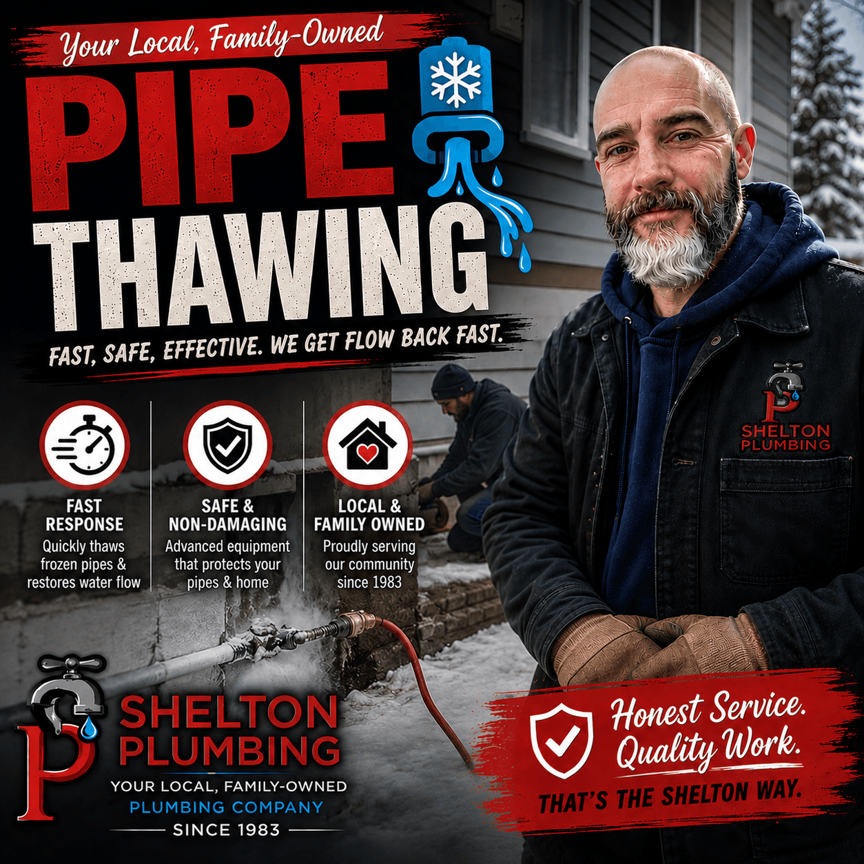 John Shelton Plumbing frozen pipe thawing service restoring water flow during winter in the Alle-Kiski Valley