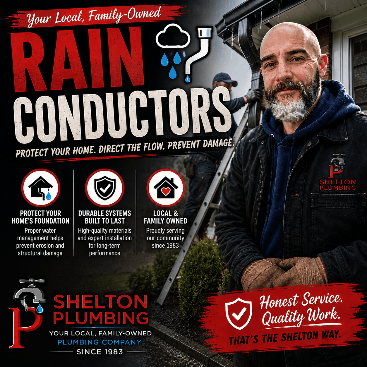 John Shelton Plumbing rain conductor and storm drainage installation services in the Alle-Kiski Valley