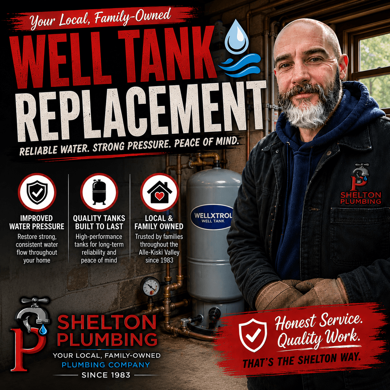 John Shelton Plumbing well tank replacement and pressure tank services in the Alle-Kiski Valley