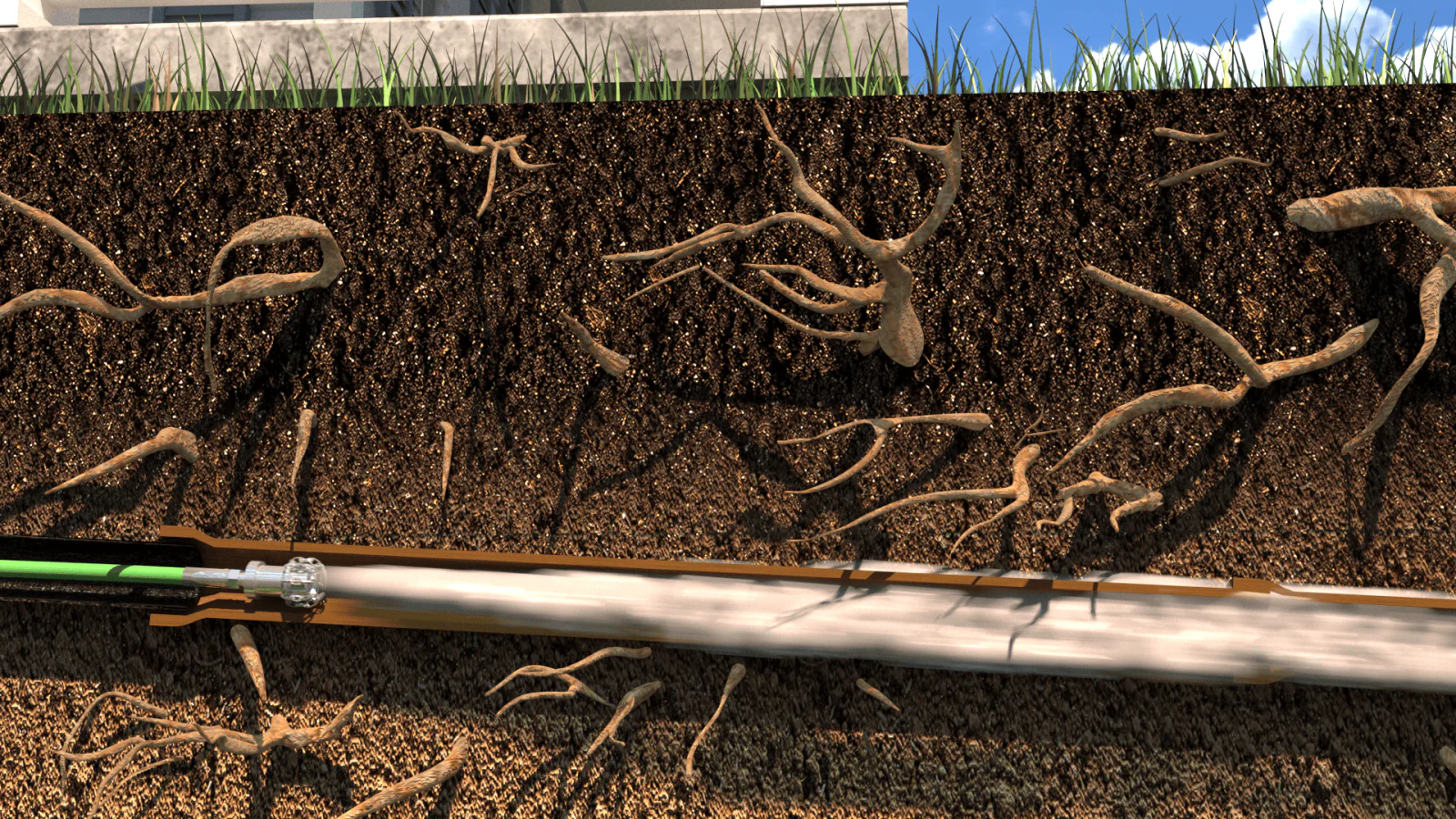 Professional sewer cleaning and pipe preparation before trenchless pipe repair