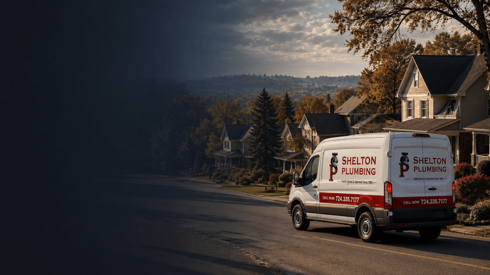 John Shelton Plumbing service vans traveling through an Alle-Kiski Valley neighborhood